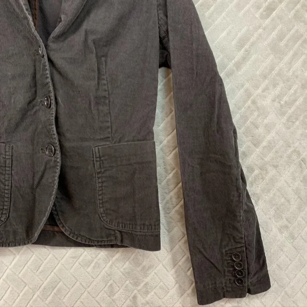 J Crew Womens 6 Corduroy Blazer Jacket Dark Brown Button Front 100% Cotton - Picture 4 of 15